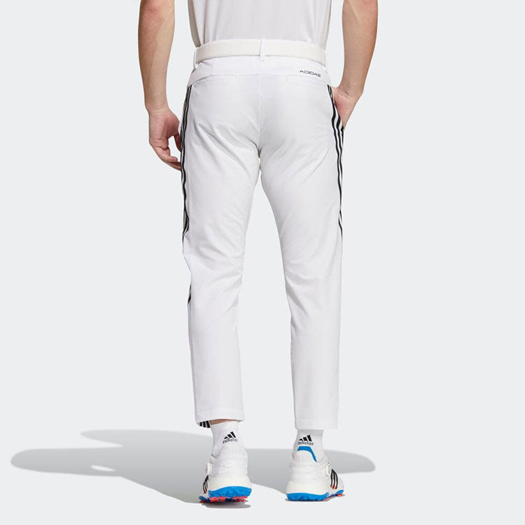 Men's adidas Solid Color Logo Stripe Printing Casual Long Pants/Trousers White HA3282