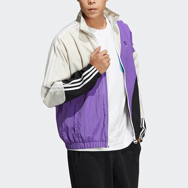 adidas neo M SW RET CB WB Colorblock Sports Stand Collar Jacket Purple HC9681