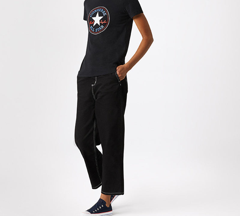 (WMNS) Converse All Star Round Neck Short Sleeve Black 10017759-A03