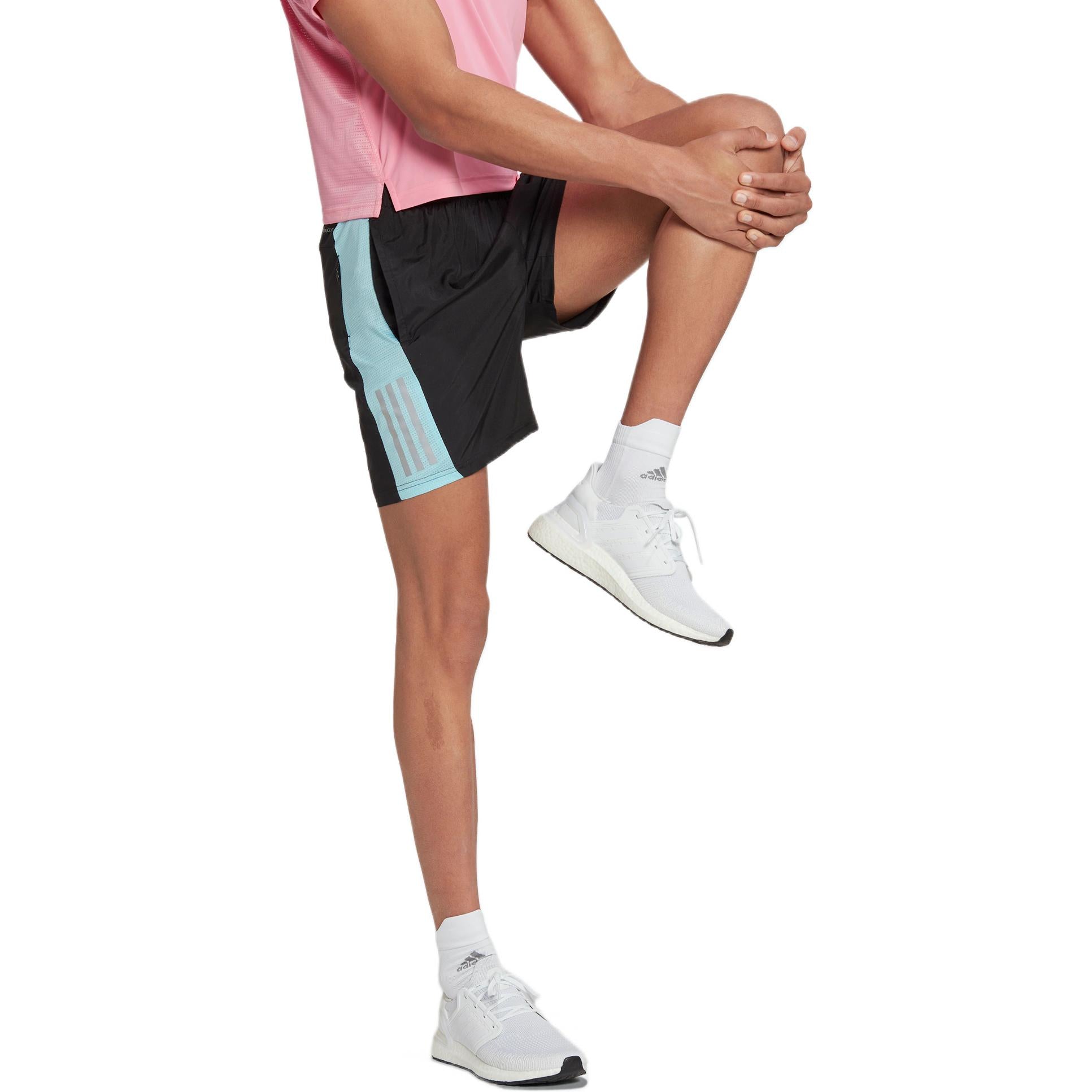 Men's adidas Reflective Strip Mid Waist Elastic Waistband Straight Shorts Black HL3985
