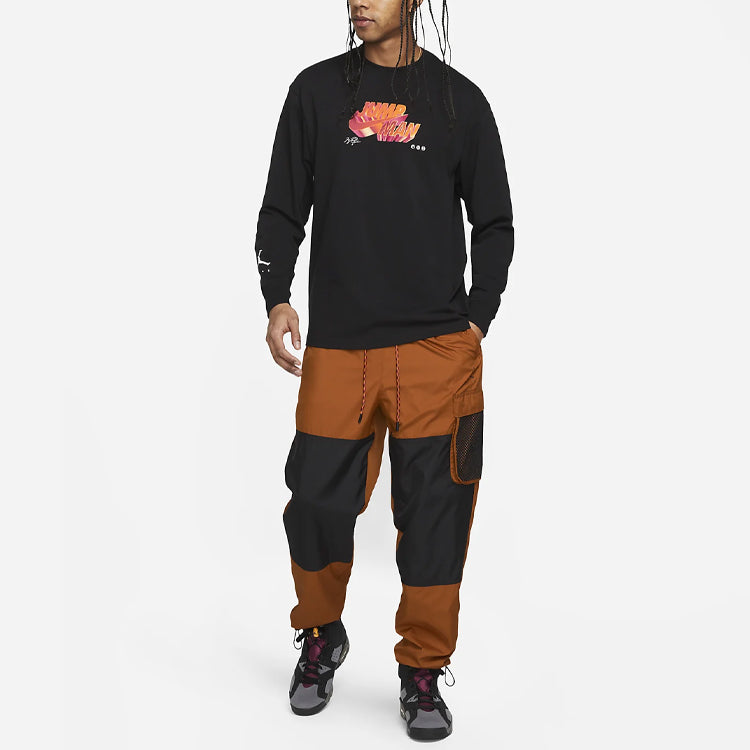 Air Jordan Jumpman Alphabet Printing Round Neck Pullover Long Sleeves Black DH8806-010