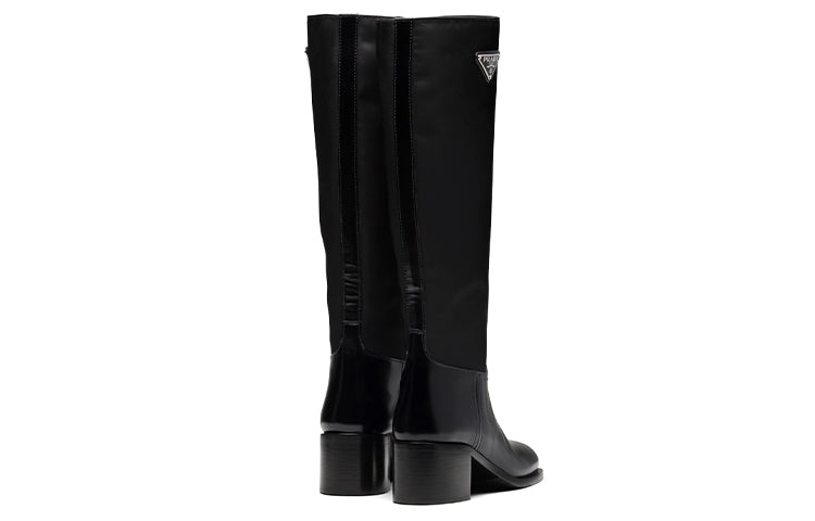 (WMNS) PRADA Black Brushed Leather And Re-nylon Knee Boots 'Black' 1W411M_3LFU_F0002_F_055