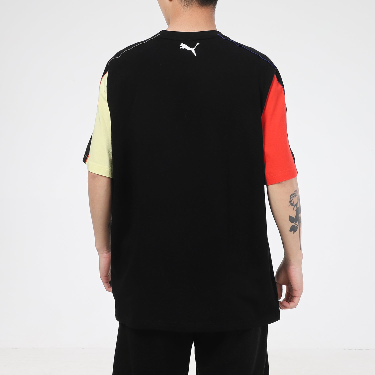 PUMA Decor8 Colorblock Logo Printing Sports Short Sleeve Black 532705-01