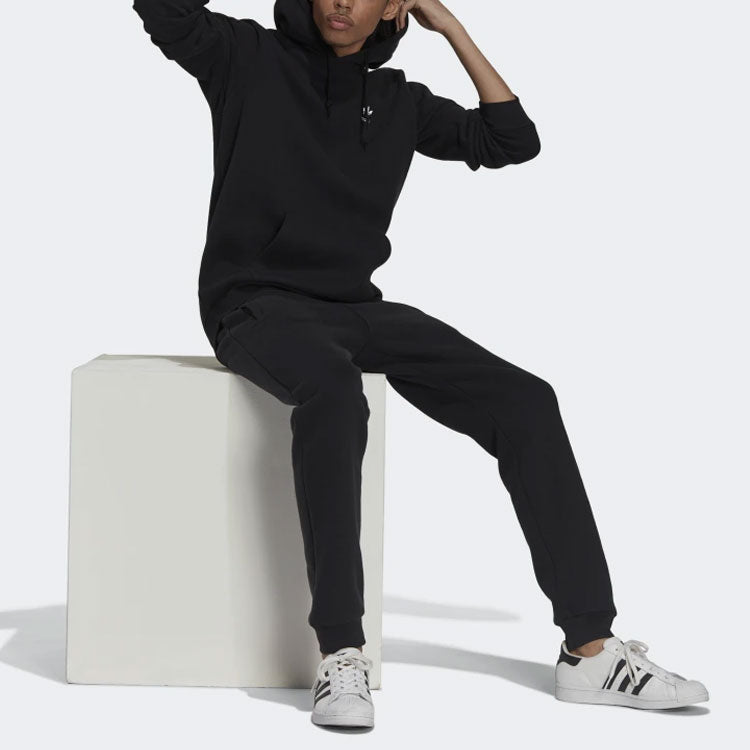 adidas originals Solid Color Small Label Fleece Lined Hoodie 'Black' H34652