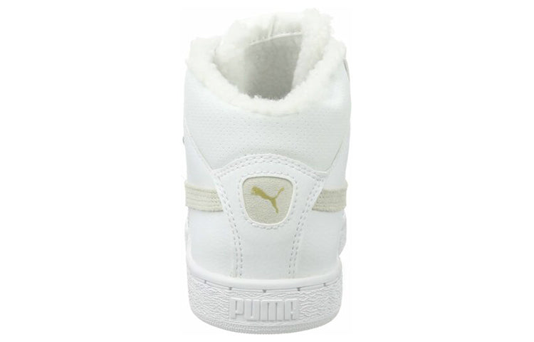 PUMA Mid Leather Fur Lined Cozy Stay Warm Mid-Top Casual Skate Shoes Unisex White Fleece Lined 364977-02