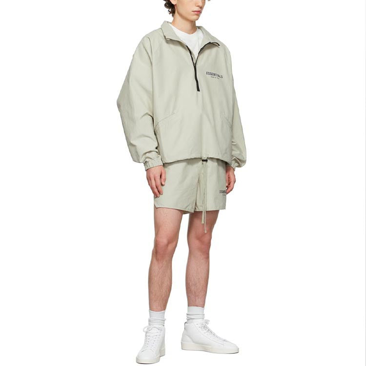 Fear of God Essentials FW21 Half-zip Track Jacket Green/Concrete FOG-FW21-105