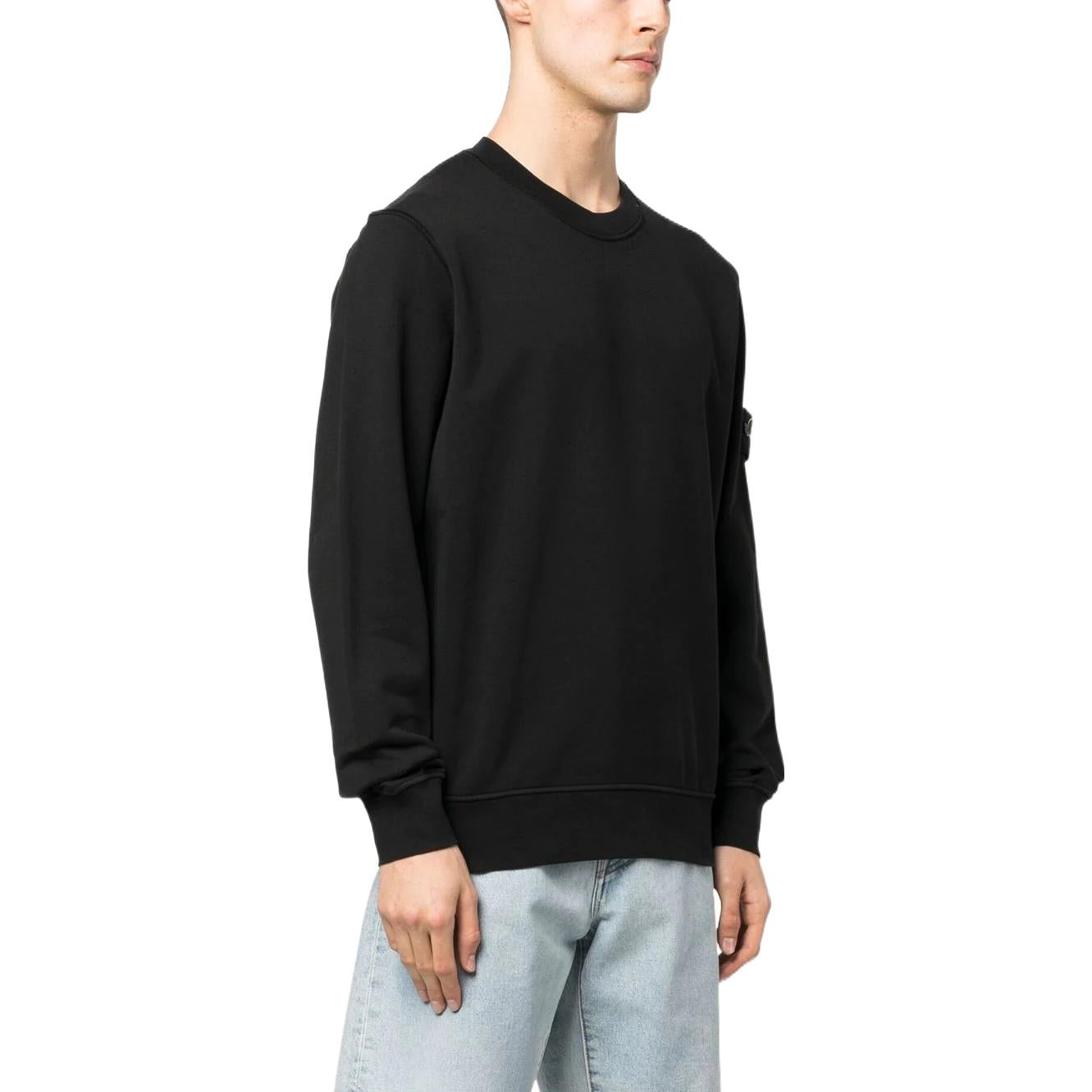 STONE ISLAND Logo Patch Crewneck Sweatshirt 'Black' 101563051-A0029