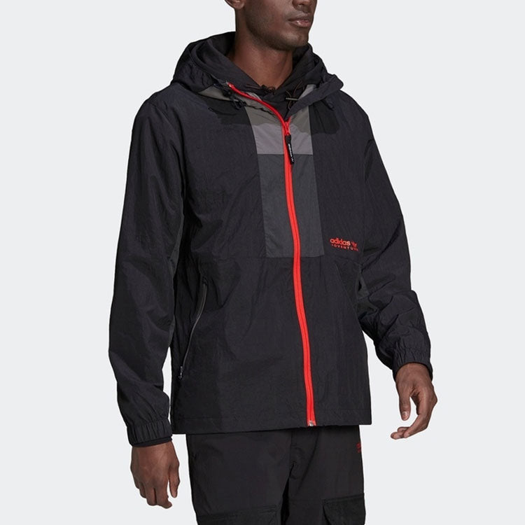 adidas originals Contrasting Colors Sports Hooded Jacket Black HF4804