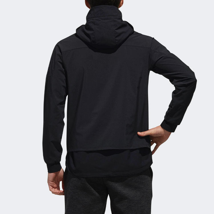 adidas Wb Urban Logo Printing Woven Sports Hooded Jacket Black DW4624
