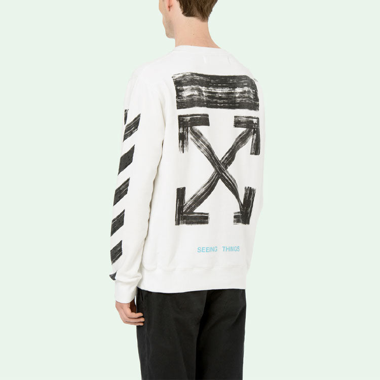Off-White Stripe Cotton Round Neck Long Sleeves Slim Fit Version White OMBA006F170030300110