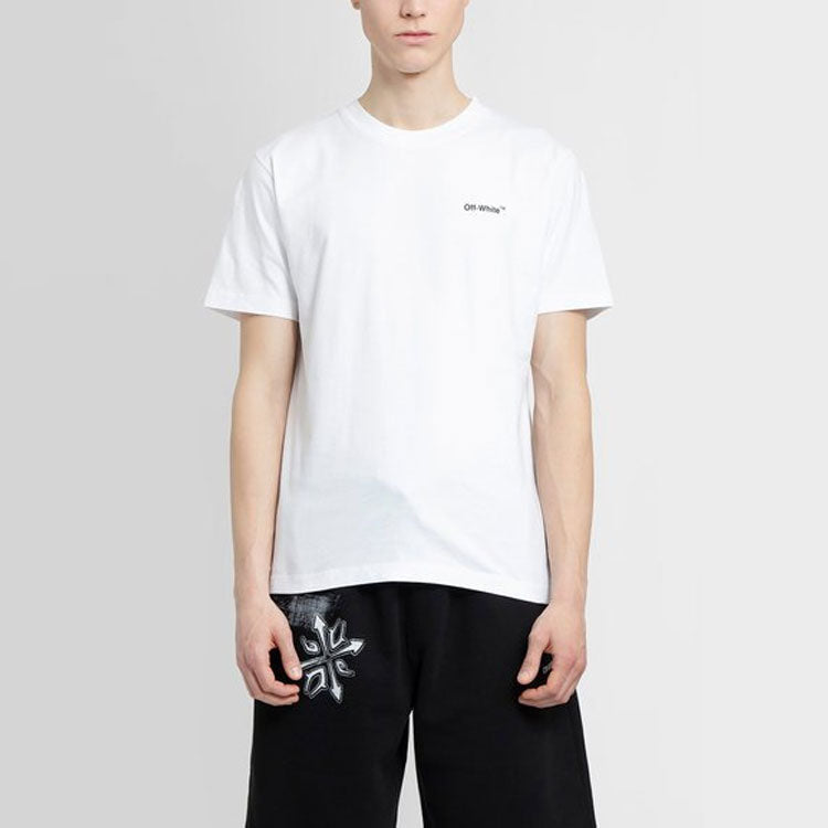 Men's Off-White SS22 Solid Color Cotton Zebra Printing Short Sleeve White T-Shirt OMAA027S22JER0100110