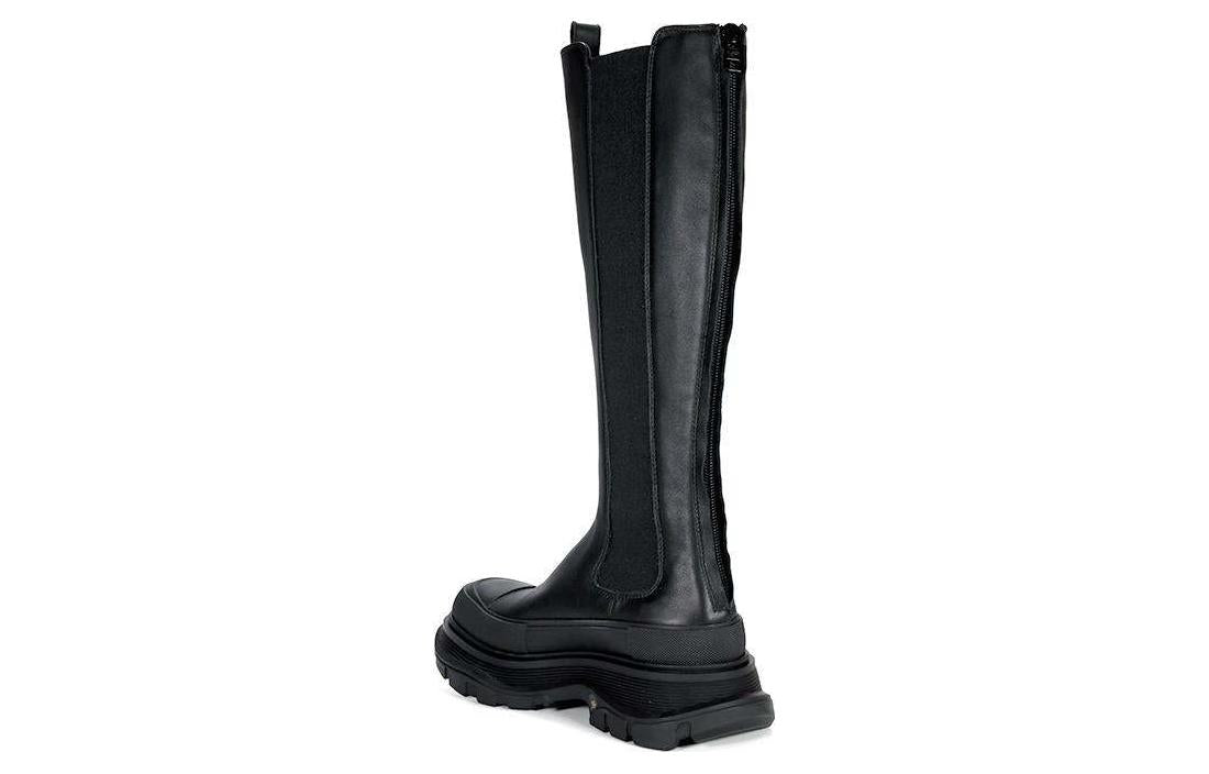 (WMNS) Alexander McQueen Tread Leather Over-The-Knee Boots 'Black' 707682WHZ661000