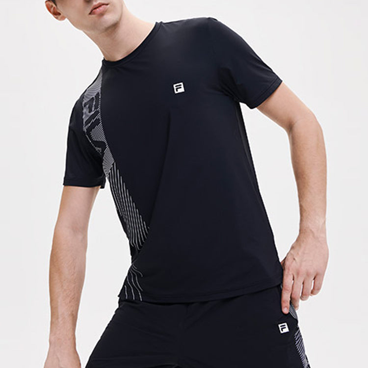 FILA Athletics Logo Printing Round Neck Pullover Short Sleeve Black A11M121118F-BK