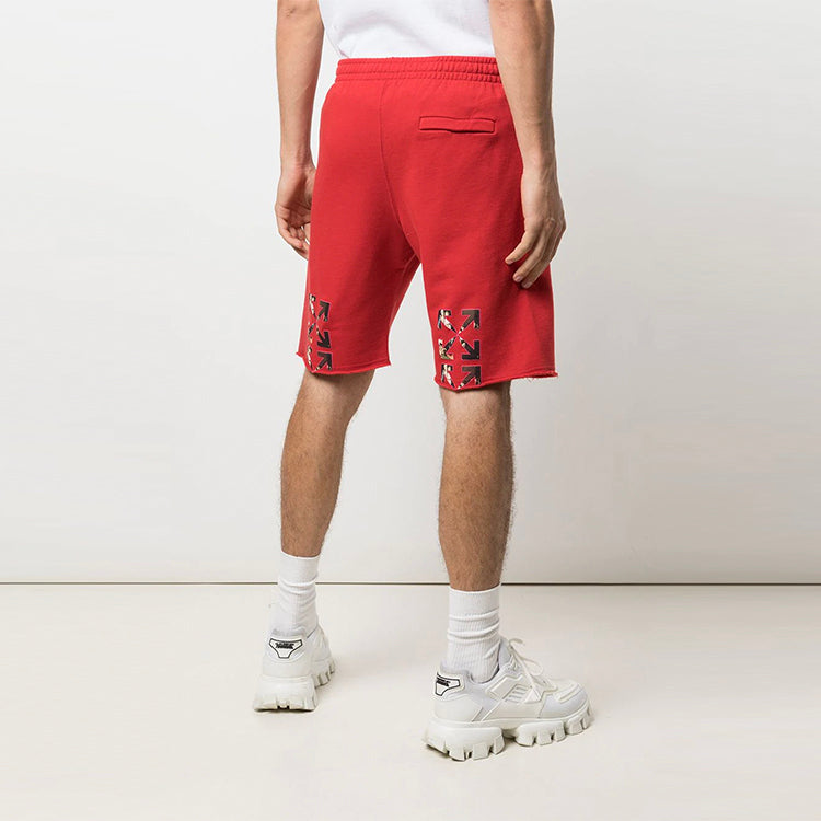 Off-White SS21 Logo Printing Straight Sports Shorts Version Red OMCI006S21FLE0032510