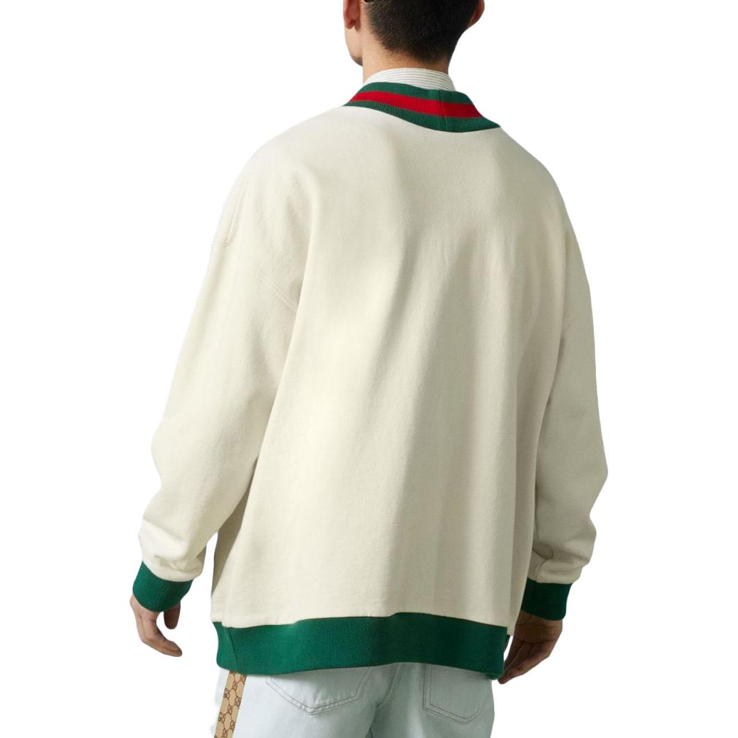 Gucci Cotton Jersey Cardigan With Web 'Off White' 752190-XJFV6-9150