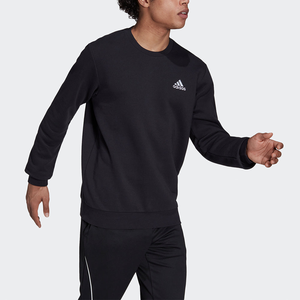 Men's adidas Feelcozy Swt Sports Logo Casual Round Neck Pullover Black GV5295