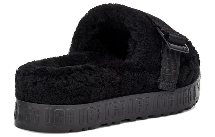 (WMNS) UGG Fluffita Thick Sole Black Slippers 1113475-BLK