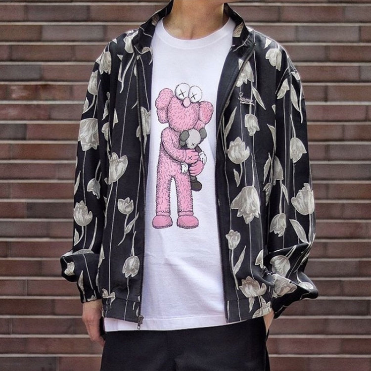 Supreme SS19 Floral Silk Track Jacket Flowers Unisex Black SUP-SS19-10344