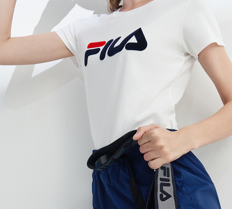 (WMNS) FILA Logo Printing Round Neck Sports Short Sleeve White F61W018108F-WT