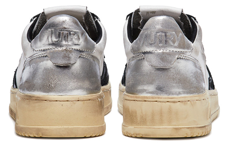 (WMNS) Autry Medalist Super Vintage Leather Low Sneakers 'White Black Silver' AVLW-SV11
