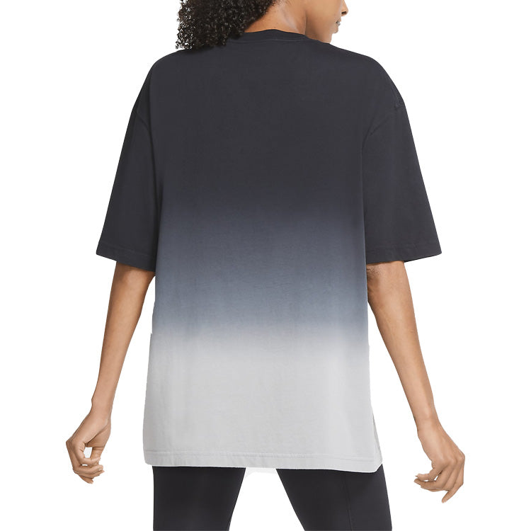 (WMNS) Air Jordan Gradient Alphabet Printing Short Sleeve 'Black' CU6368-073