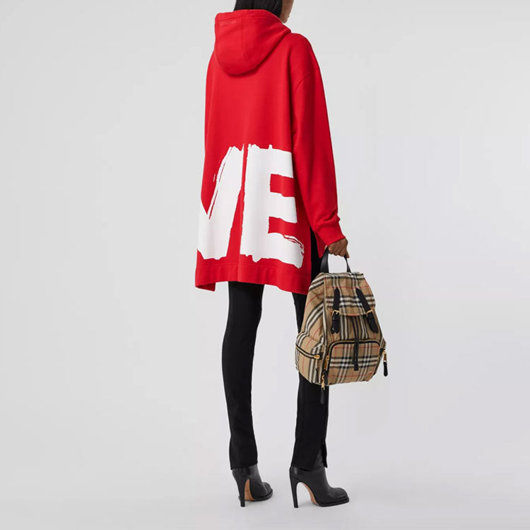 (WMNS) Burberry Love Printing Loose Hoodie Red 80381291