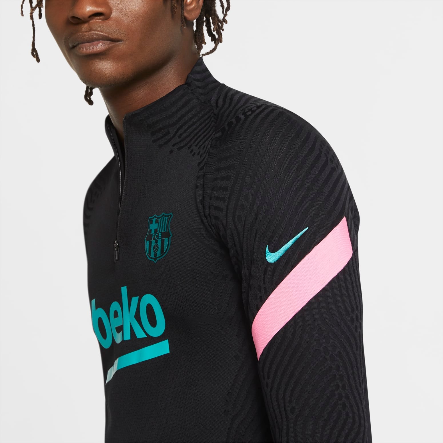 Nike 20-21 Barcelona 1/4 Zip Strike Training Jersey 'Black' CK9418-011