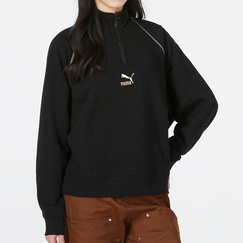 (WMNS) PUMA Das Cc Graphic Half-Zip Crew 'Black' 539911-01