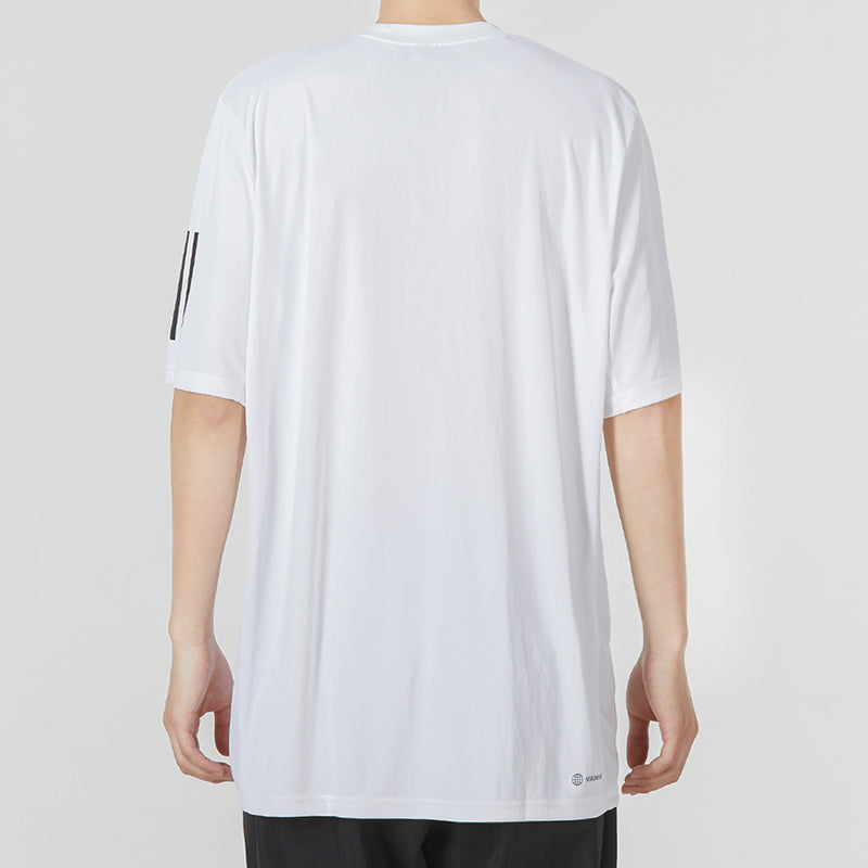 Men's adidas Solid Color Stripe Sports Breathable Round Neck Short Sleeve White T-Shirt HP1999