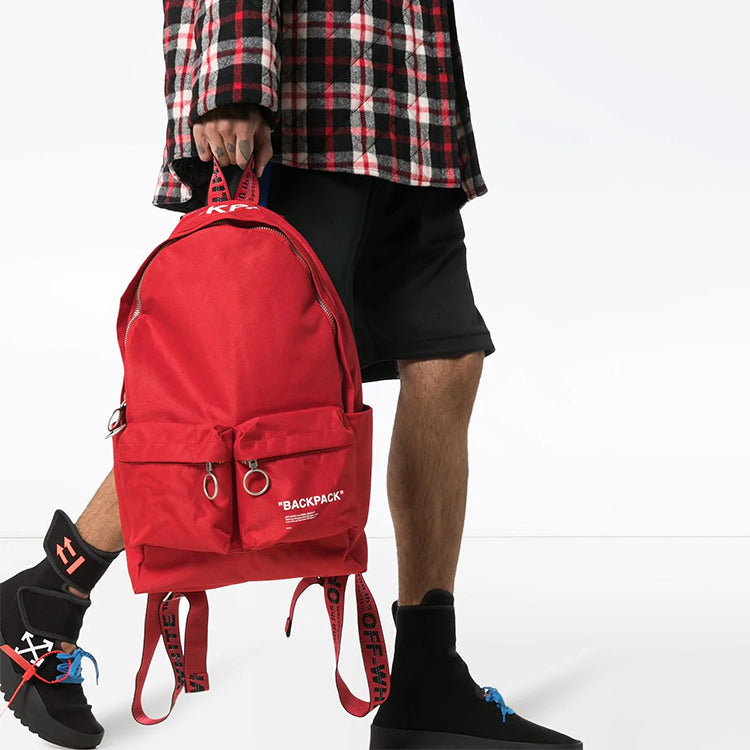 Off-White Slogan Printing Backpack Red OMNB003-F18074015-2001