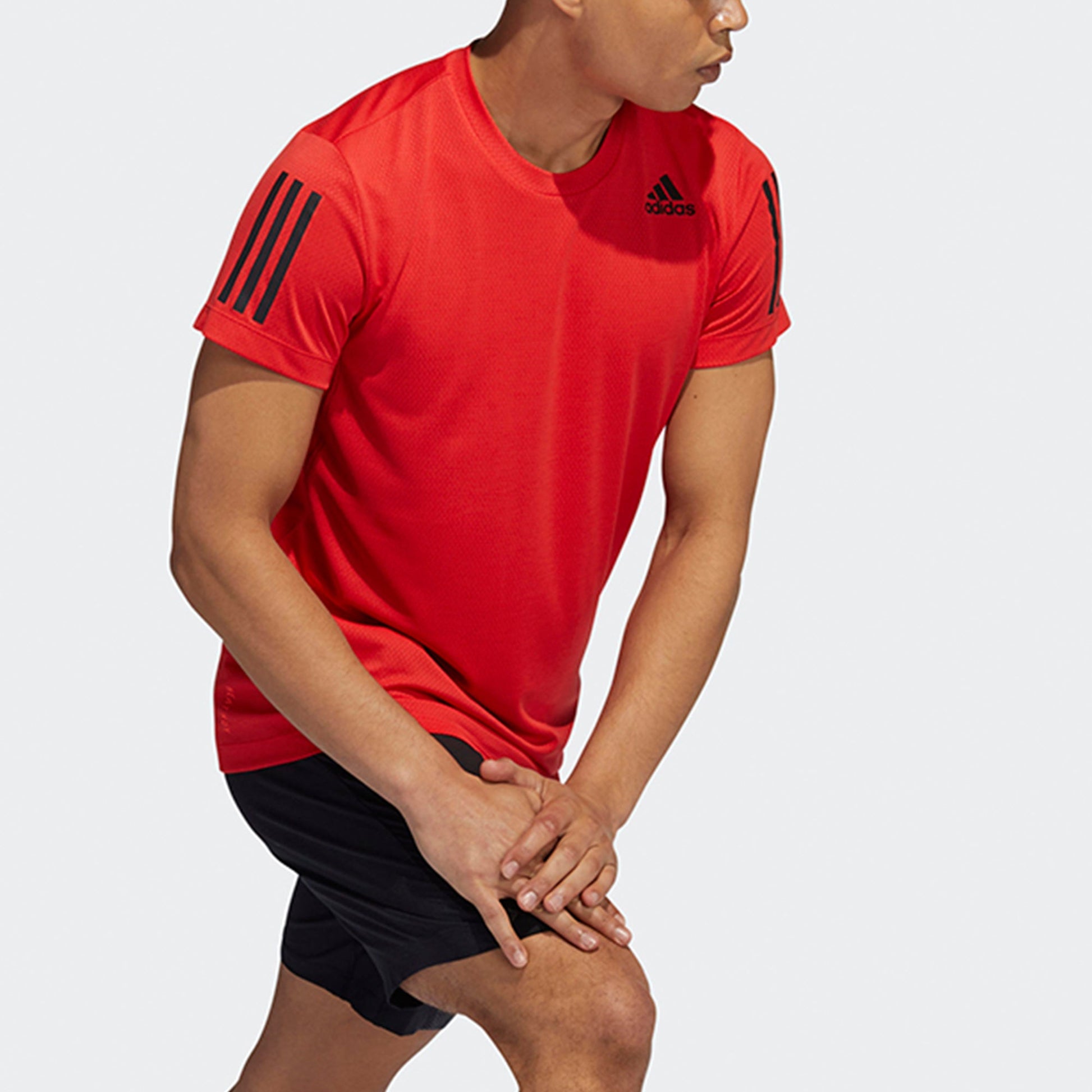adidas Men's H.Rdy Warri Stripes Print Crew Neck Red H11108