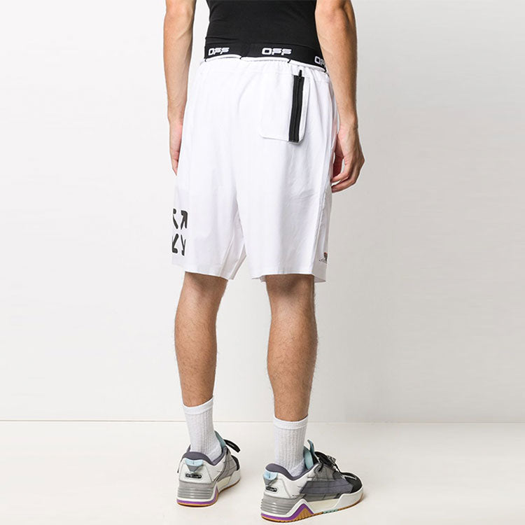 Men's Off-White Logo Waist Arrow Shorts White OMVH007I20FAB0010110