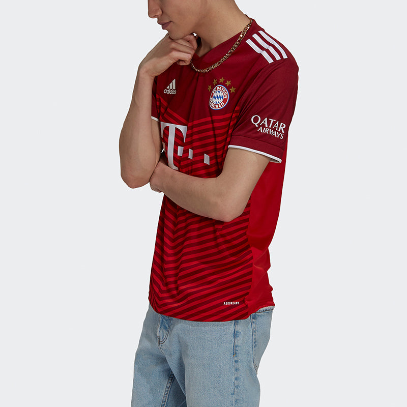Men's adidas Fcb H Jsy Bayern Munich Black Home Fan Edition Sports Short Sleeve Soccer/Football Jersey Red GM5313