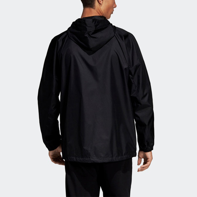 adidas WND JKT Casual Sports hooded Woven Jacket Black DZ0047