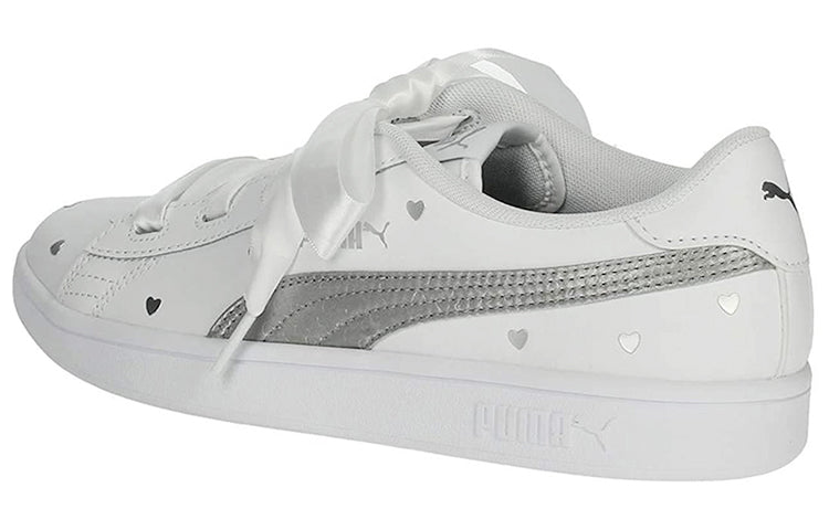 (WMNS) PUMA Smash V2 Ribbon Retro Low Tops Casual Skateboarding Shoes White 370782-02