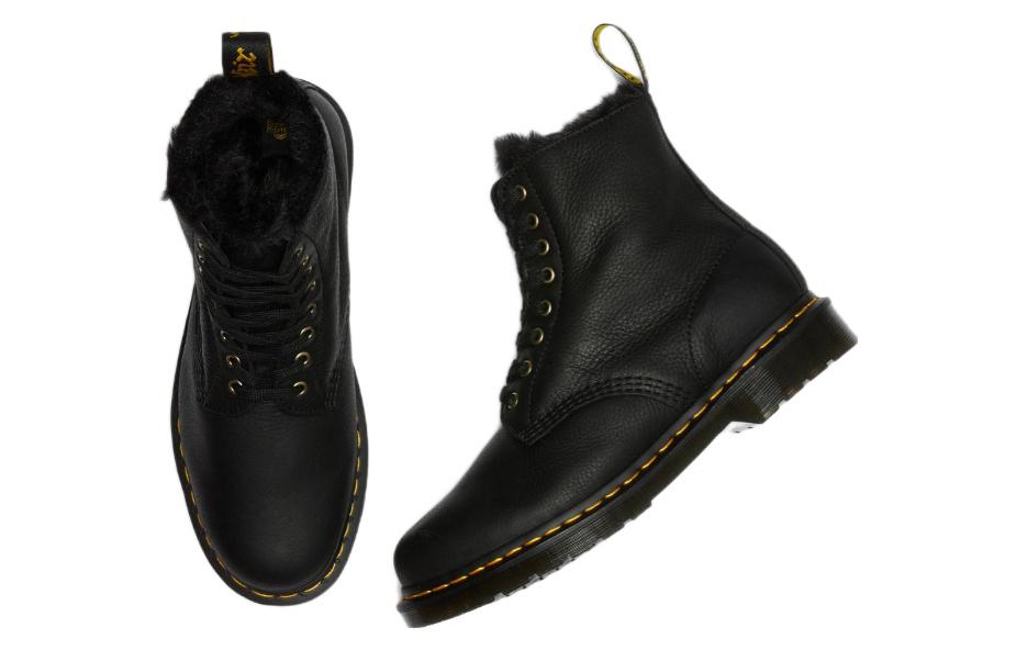 Dr. Martens 1460 Pascal Fur Lined Ankle High Top Retro Martin boots Unisex Black 25533001