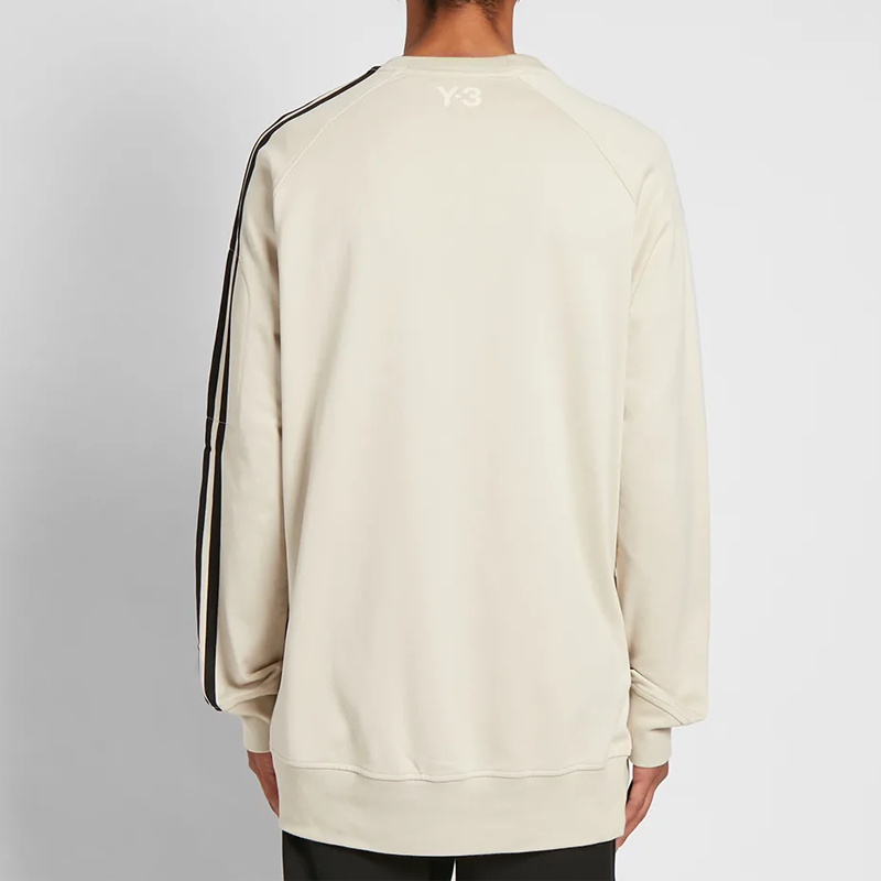 Men's Y-3 Basic Side Stripe Casual Pullover Creamy White FJ0389