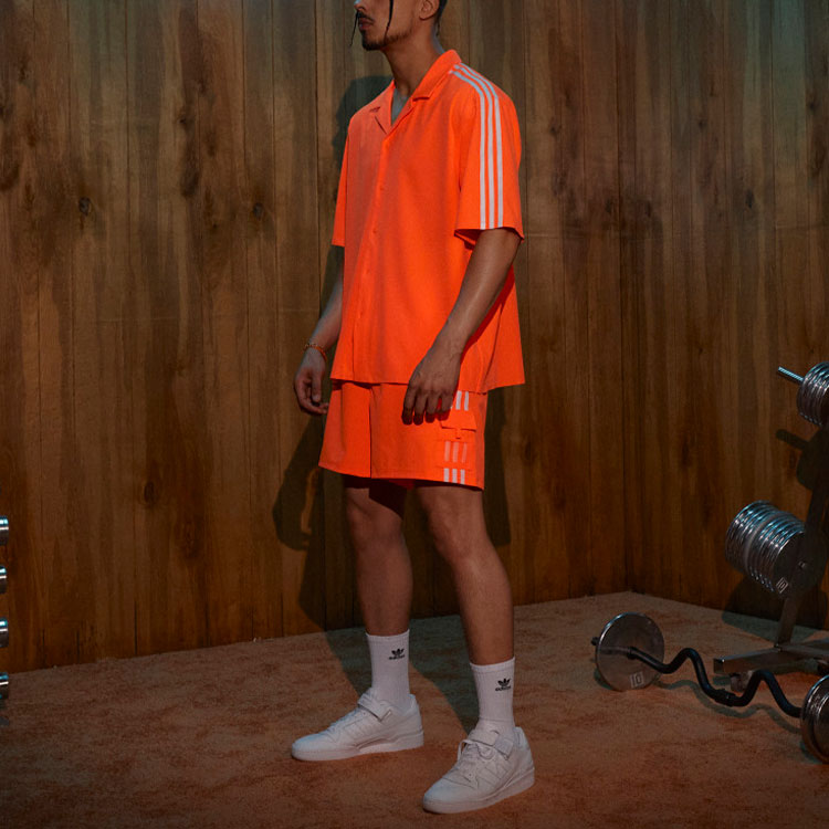 adidas x IVY PARK Crossover lapel Button Shoulder Drop Short Sleeve Shirt Orange HG5102