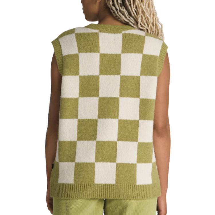 (WMNS) Vans Courtyard Checker Sweater Vest 'Green White' VN000F6WBD4