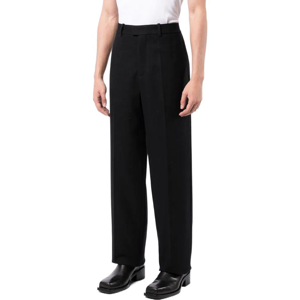 Men's Off-White SS22 Mid Waist Solid Color Straight Casual Pants/Trousers Version Black OMCA190F21FAB00310001000