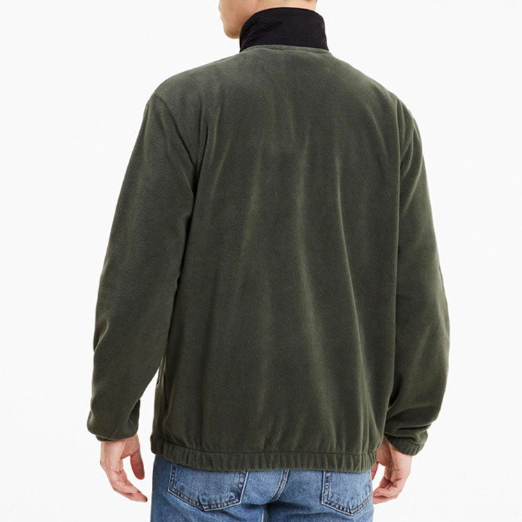 PUMA Avenir Track Suede Stay Warm Stand Collar logo Jacket Dark Green 599356-64