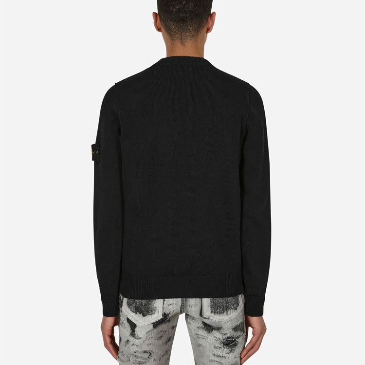 STONE ISLAND Lambswool Crew Neck Knit 'Black' 7715508A3-V0029