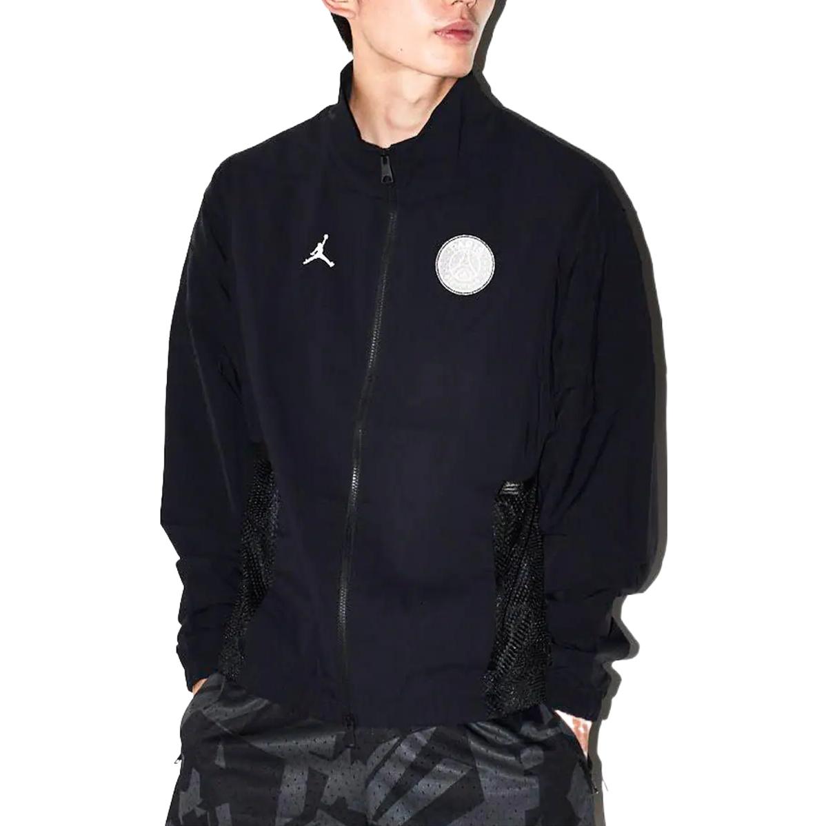 Men's Air Jordan Solid Color Logo Stand Collar Long Sleeves Jacket Black DM3091-010