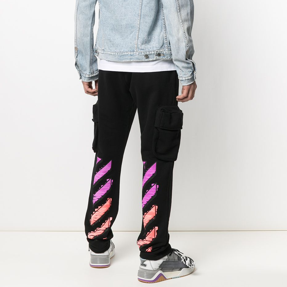 Off-White SS21 Logo Pocket Casual Sports Pants Black OMCH036R21FLE0021032