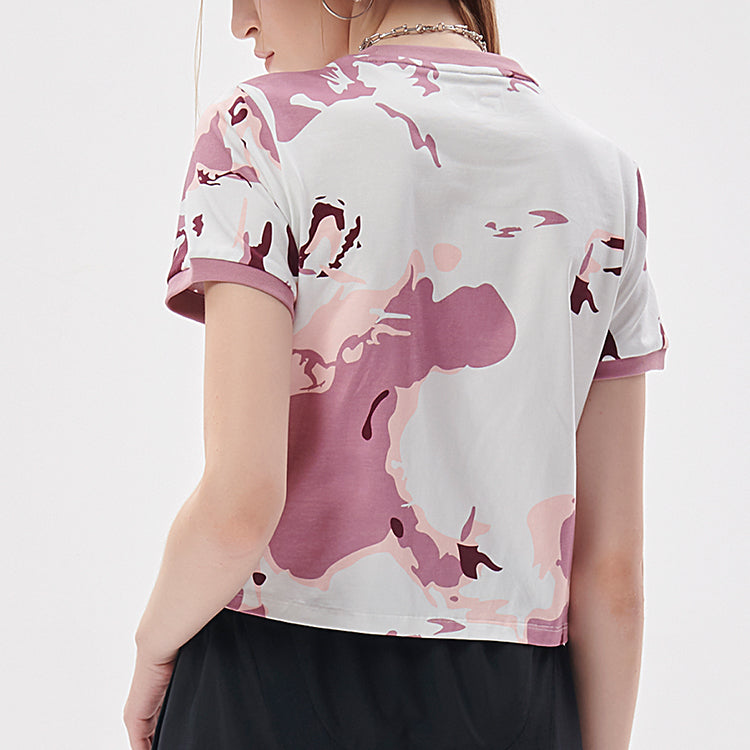 FILA FUSION Camouflage Contrasting Colors Sports Short Sleeve Pink T11W133110F-LP