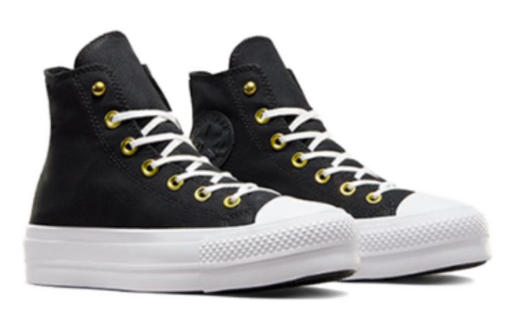 (WMNS) Converse Chuck Taylor All Star Lift Platform Star Studded 'Black White Gold' A05453C