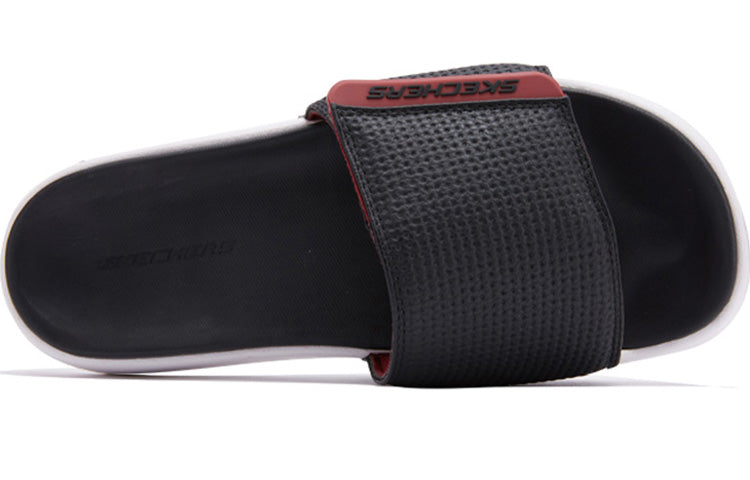 Skechers Velcro Stylish Flat Heel Sports Slippers Black Red 51729-BKRD