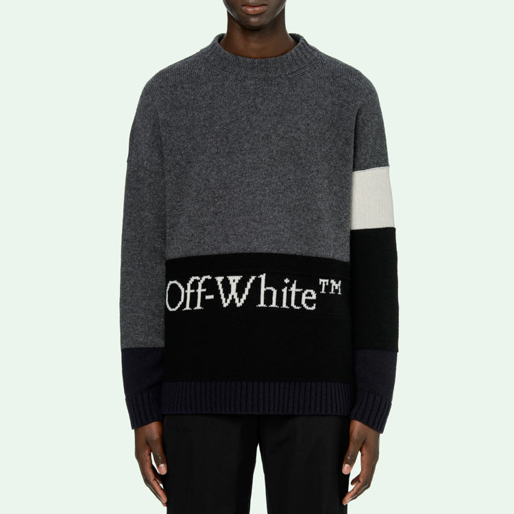 Off-White FW20 Logo Printing Sweater Men Grey OMHE048E20KNI0010701