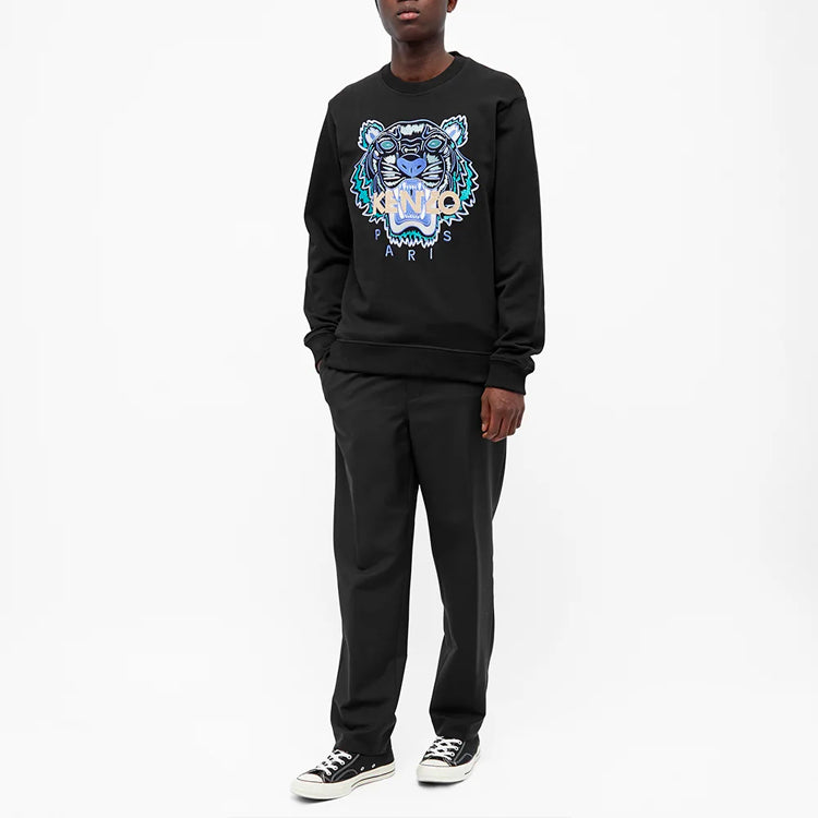 Men's KENZO TIGER Embroidered Round Neck Black FA55SW1344U9-99
