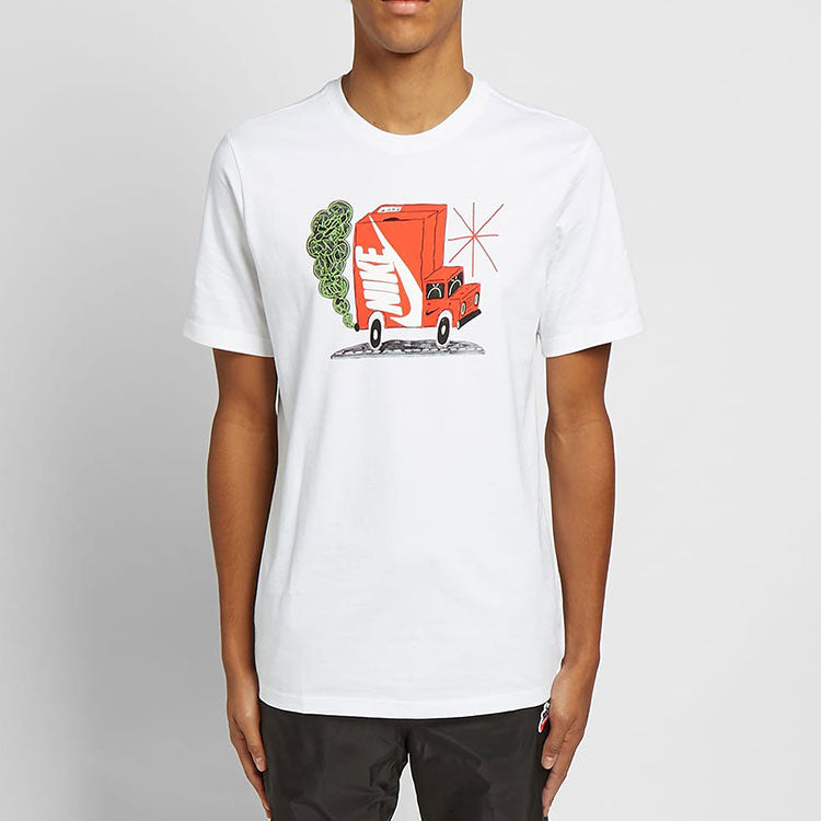 Men's Nike Funny Logo Printing Sports Short Sleeve White T-Shirt CI6312-100